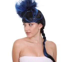 HPO Women's Navy Blue Braided Cosplay Womens Wig | TV/Movie Fancy Cosplay Halloween Wig | Premium Breathable Capless Cap