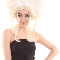 HPO Womens Drag Princess Wig | White & Blonde Celebrity Wigs | Premium Breathable Capless Cap