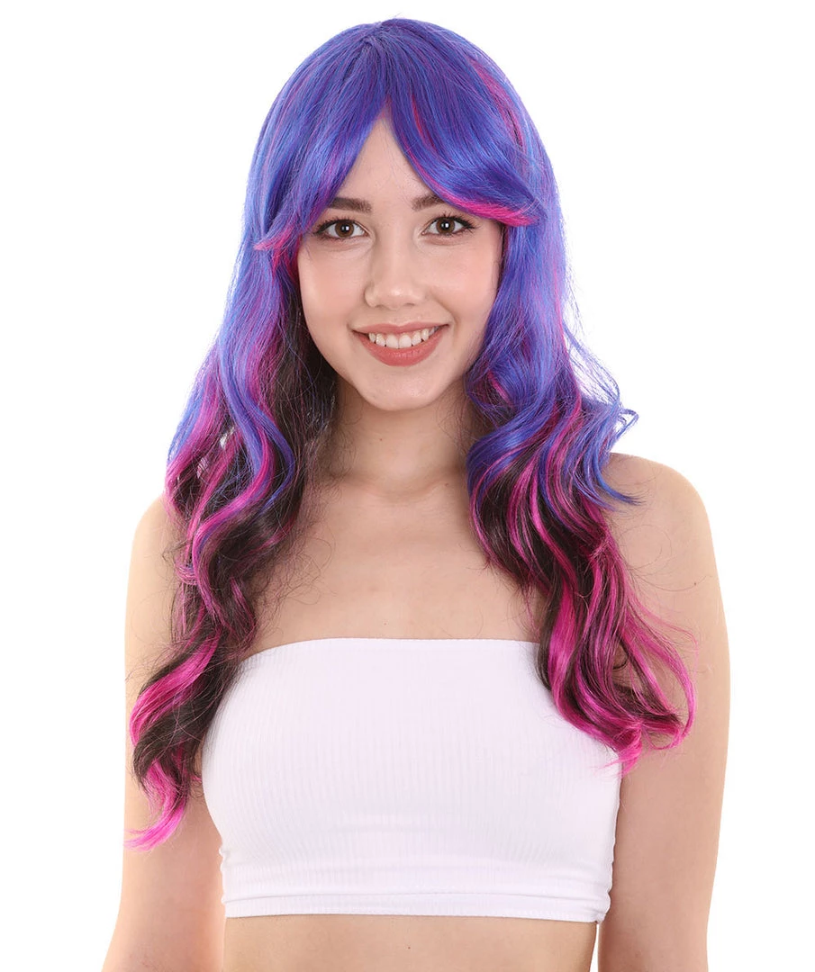 HPO Women's Womens Fantasy Long Wavy Wig | Colorful Wigs | Premium Breathable Capless Cap 1 HPO Women's Womens Fantasy Long Wavy Wig | Colorful Wigs | Premium Breathable Capless Cap