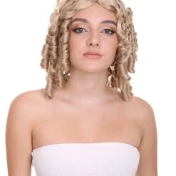 HPO Medieval Curly Womens Wig | Blonde Celebrity Halloween Wig | Premium Breathable Capless Cap Men's