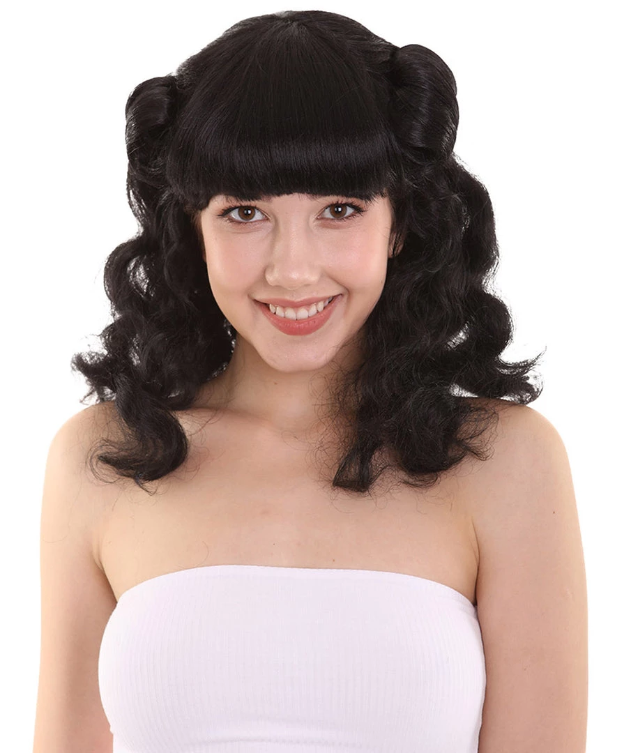 HPO Womens Drag Pin Up Wig | Black Celebrity Wigs | Premium Breathable Capless Cap Women's 1 HPO Womens Drag Pin Up Wig | Black Celebrity Wigs | Premium Breathable Capless Cap Women's