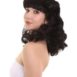 HPO Womens Drag Pin Up Wig | Black Celebrity Wigs | Premium Breathable Capless Cap Women's