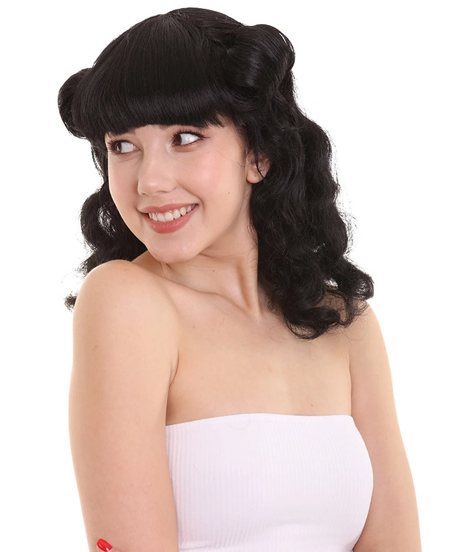 HPO Womens Drag Pin Up Wig | Black Celebrity Wigs | Premium Breathable Capless Cap Women's 5 HPO Womens Drag Pin Up Wig | Black Celebrity Wigs | Premium Breathable Capless Cap Women's