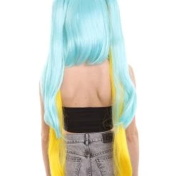 HPO Women's Womens Gaming Cosplay Wig | Blue & Yellow Video Game Wigs | Premium Breathable Capless Cap 9 HPO Women's Womens Gaming Cosplay Wig | Blue & Yellow Video Game Wigs | Premium Breathable Capless Cap