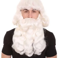 HPO Men's Mens Santa Wig & Beard | Cosplay Halloween Wig | Premium Breathable Capless Cap