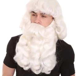 HPO Men's Mens Santa Wig & Beard | Cosplay Halloween Wig | Premium Breathable Capless Cap