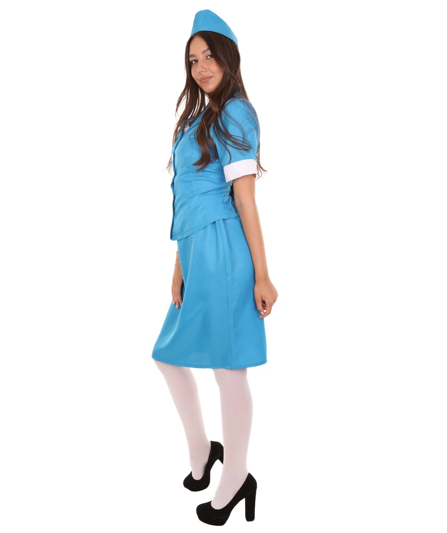 HPO Adult Women's Flight Crew Costume | Blue Cosplay Costume 4 HPO Adult Women's Flight Crew Costume | Blue Cosplay Costume