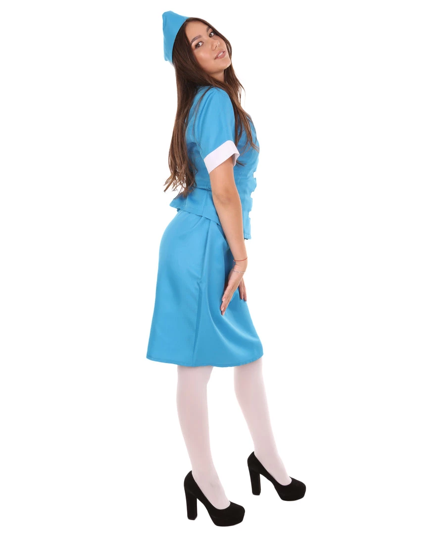 HPO Adult Women's Flight Crew Costume | Blue Cosplay Costume 6 HPO Adult Women's Flight Crew Costume | Blue Cosplay Costume