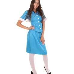 HPO Adult Women's Flight Crew Costume | Blue Cosplay Costume 14 HPO Adult Women's Flight Crew Costume | Blue Cosplay Costume