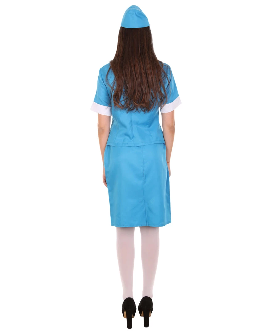 HPO Adult Women's Flight Crew Costume | Blue Cosplay Costume 5 HPO Adult Women's Flight Crew Costume | Blue Cosplay Costume