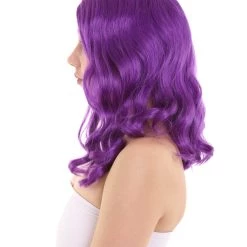 HPO Womens Fantasy Medium Wavy Wig | Purple TV/Movie Wigs | Premium Breathable Capless Cap