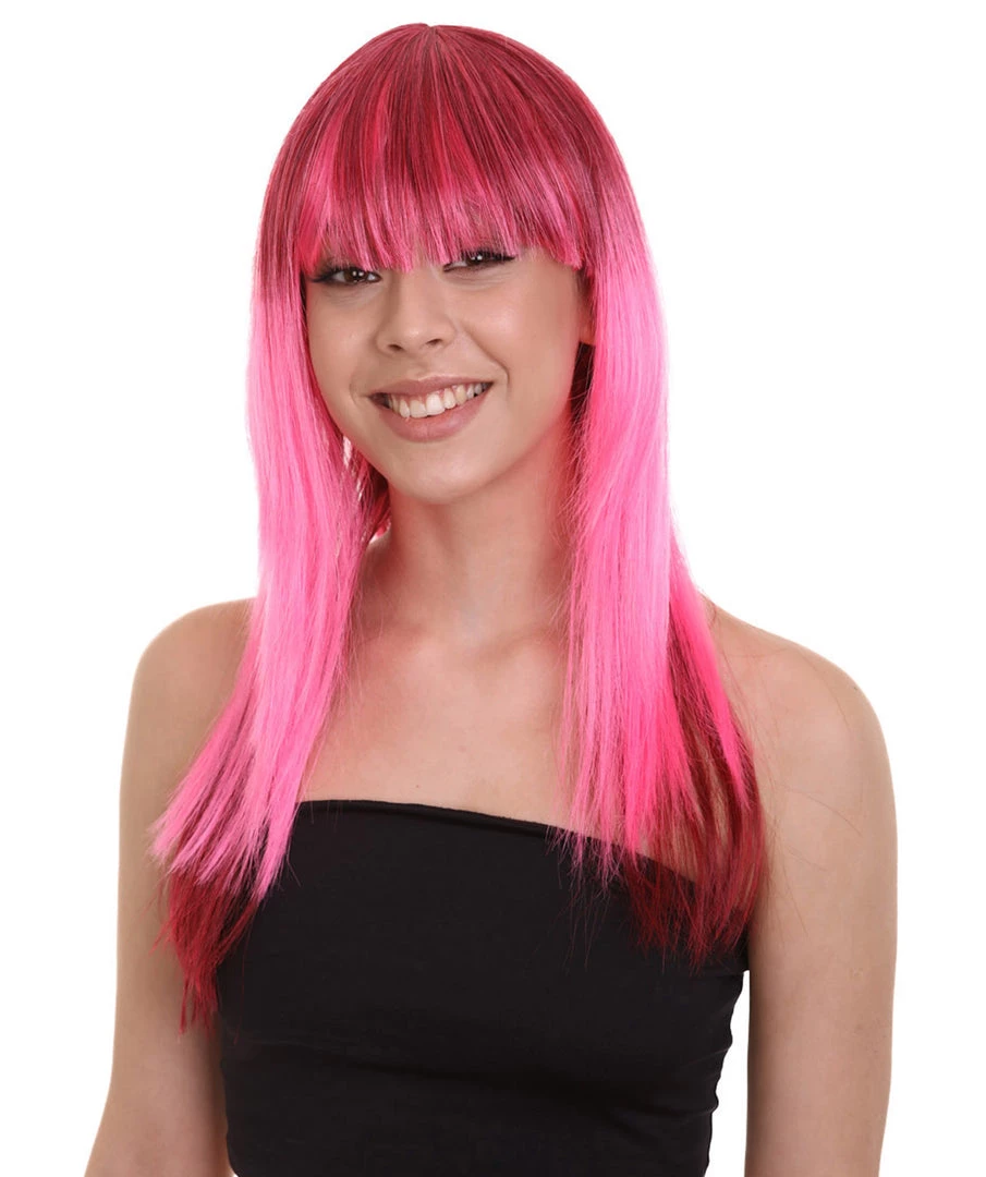 HPO Women's Ninja Womens Wig | Neon Coral Pink Movie Wig | Premium Breathable Capless Cap 1 HPO Women's Ninja Womens Wig | Neon Coral Pink Movie Wig | Premium Breathable Capless Cap