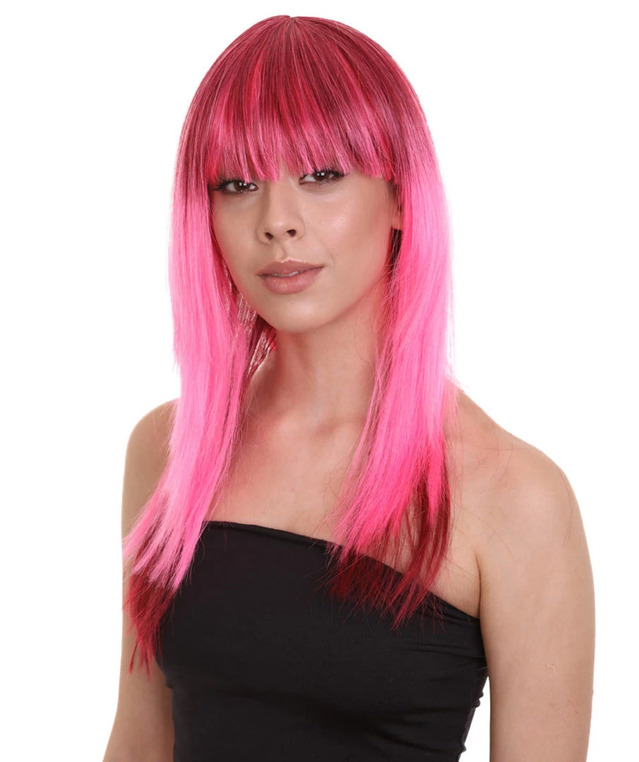 HPO Women's Ninja Womens Wig | Neon Coral Pink Movie Wig | Premium Breathable Capless Cap 2 HPO Women's Ninja Womens Wig | Neon Coral Pink Movie Wig | Premium Breathable Capless Cap