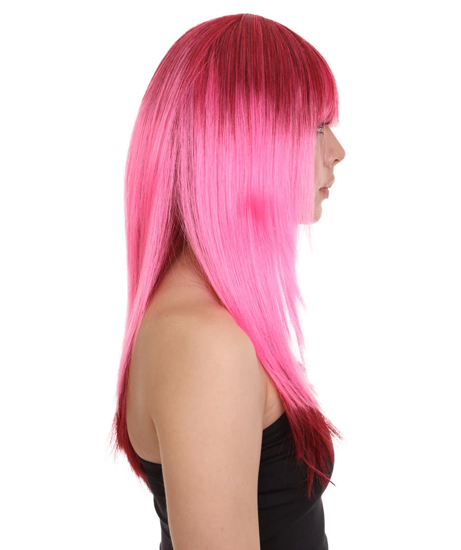 HPO Women's Ninja Womens Wig | Neon Coral Pink Movie Wig | Premium Breathable Capless Cap 5 HPO Women's Ninja Womens Wig | Neon Coral Pink Movie Wig | Premium Breathable Capless Cap