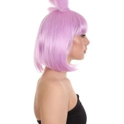 HPO Singer Women's Wig | Neon Purple Pop Srar Wig With Bow | Premium Breathable Capless Cap