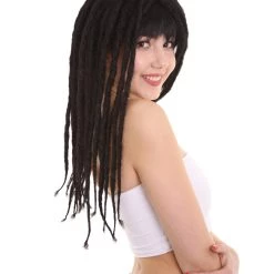 HPO Womens Long Lock Wig With Bangs | Premium Breathable Capless Cap Women's