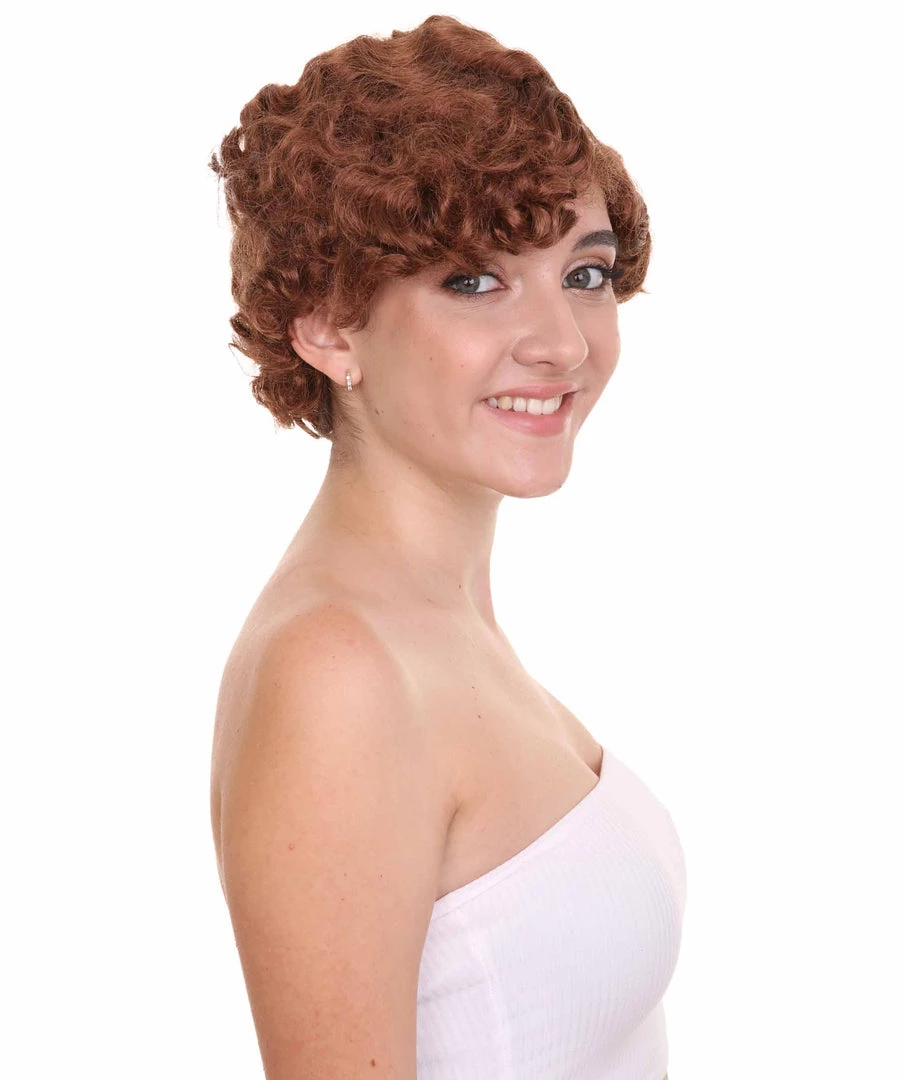 HPO Womens 20s Flirty Flapper Short And Wavy Wig | Brown Vintage Wigs | Premium Breathable Capless Cap Women's 6 HPO Womens 20s Flirty Flapper Short And Wavy Wig | Brown Vintage Wigs | Premium Breathable Capless Cap Women's