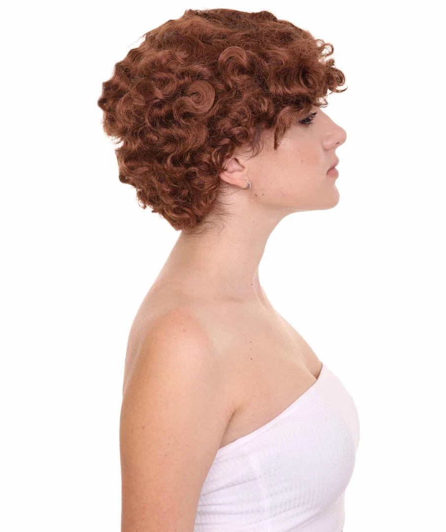 HPO Womens 20s Flirty Flapper Short And Wavy Wig | Brown Vintage Wigs | Premium Breathable Capless Cap Women's 5 HPO Womens 20s Flirty Flapper Short And Wavy Wig | Brown Vintage Wigs | Premium Breathable Capless Cap Women's
