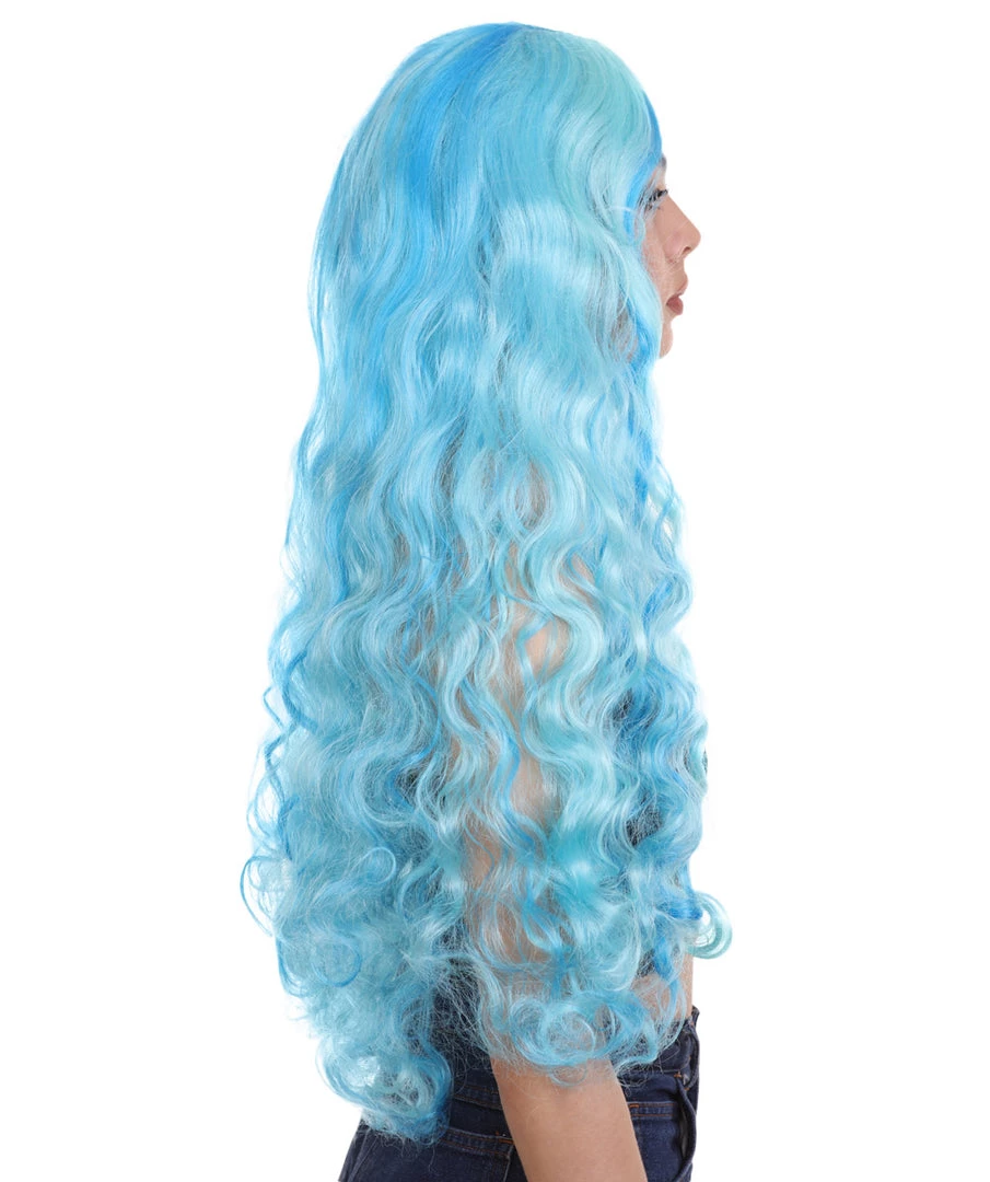 HPO Monster Womens Wig | Long Sky Blue Wavy Glamour Cosplay Halloween Wig | Premium Breathable Capless Cap 6 HPO Monster Womens Wig | Long Sky Blue Wavy Glamour Cosplay Halloween Wig | Premium Breathable Capless Cap