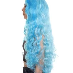 HPO Monster Womens Wig | Long Sky Blue Wavy Glamour Cosplay Halloween Wig | Premium Breathable Capless Cap 13 HPO Monster Womens Wig | Long Sky Blue Wavy Glamour Cosplay Halloween Wig | Premium Breathable Capless Cap