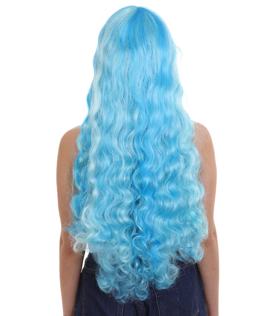 HPO Monster Womens Wig | Long Sky Blue Wavy Glamour Cosplay Halloween Wig | Premium Breathable Capless Cap 5 HPO Monster Womens Wig | Long Sky Blue Wavy Glamour Cosplay Halloween Wig | Premium Breathable Capless Cap