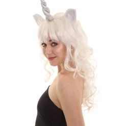 HPO Women's Womens Unicorn Horn And Ears Wig | White Unicorn Wigs | Premium Breathable Capless Cap