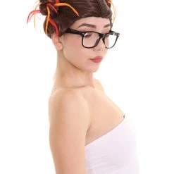 HPO Women's Womens Fantasy Dizzy Buns Wig With Glasses Set | Brown TV/Movie Wigs | Premium Breathable Capless Cap