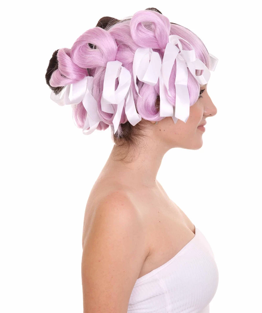 HPO Singer Womens Wig | Purple Black Celebrity Wig With Bow | Premium Breathable Capless Cap 5 HPO Singer Womens Wig | Purple Black Celebrity Wig With Bow | Premium Breathable Capless Cap