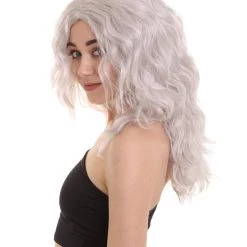 HPO Grey Silver Wavy Women's Wig | Premium Breathable Capless Cap