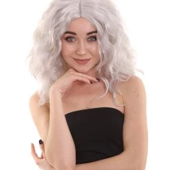 HPO Grey Silver Wavy Women's Wig | Premium Breathable Capless Cap