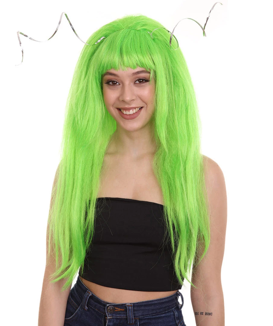 HPO Womens Clown Girl Green Wig With Headpiece | Character Cosplay Halloween Wig | Premium Breathable Capless Cap Women's 1 HPO Womens Clown Girl Green Wig With Headpiece | Character Cosplay Halloween Wig | Premium Breathable Capless Cap Women's