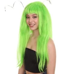 HPO Womens Clown Girl Green Wig With Headpiece | Character Cosplay Halloween Wig | Premium Breathable Capless Cap Women's