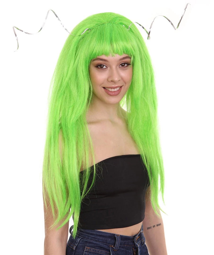 HPO Womens Clown Girl Green Wig With Headpiece | Character Cosplay Halloween Wig | Premium Breathable Capless Cap Women's 6 HPO Womens Clown Girl Green Wig With Headpiece | Character Cosplay Halloween Wig | Premium Breathable Capless Cap Women's