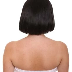 HPO Womens Comic Black Wig With Glasses Set | TV/Movie Wigs | Premium Breathable Capless Cap Women's