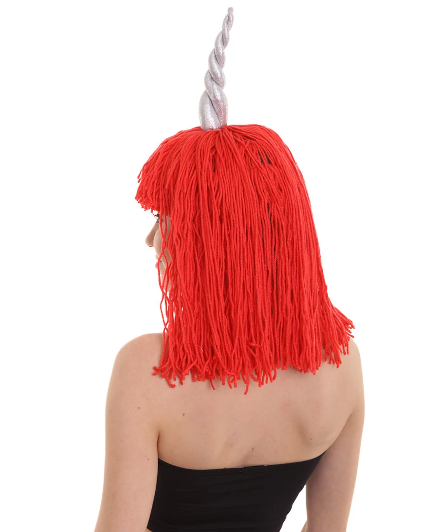 HPO Women's Womens Unicorn Horn Doll Wig | Red Cosplay Party Wigs 3 HPO Women's Womens Unicorn Horn Doll Wig | Red Cosplay Party Wigs