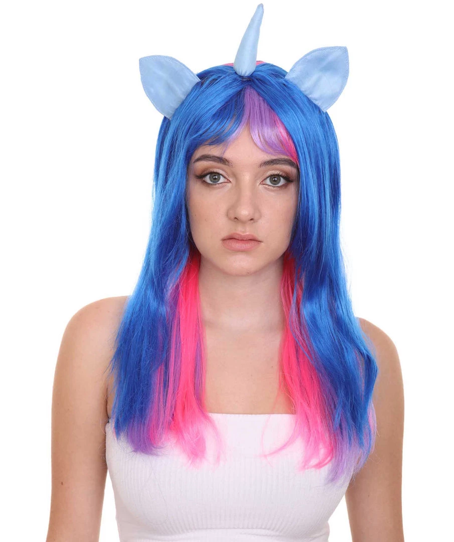 HPO Unicorn Horn And Ears Womens Wig | Sexy Cosplay Party Halloween Wig | Premium Breathable Capless Cap 1 HPO Unicorn Horn And Ears Womens Wig | Sexy Cosplay Party Halloween Wig | Premium Breathable Capless Cap