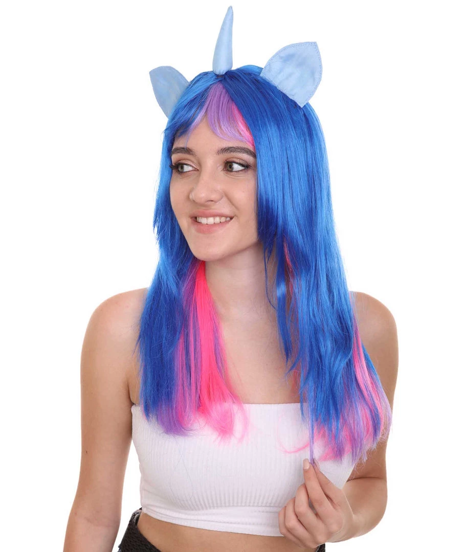 HPO Unicorn Horn And Ears Womens Wig | Sexy Cosplay Party Halloween Wig | Premium Breathable Capless Cap 2 HPO Unicorn Horn And Ears Womens Wig | Sexy Cosplay Party Halloween Wig | Premium Breathable Capless Cap