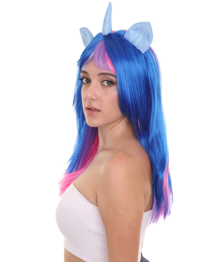 HPO Unicorn Horn And Ears Womens Wig | Sexy Cosplay Party Halloween Wig | Premium Breathable Capless Cap 3 HPO Unicorn Horn And Ears Womens Wig | Sexy Cosplay Party Halloween Wig | Premium Breathable Capless Cap