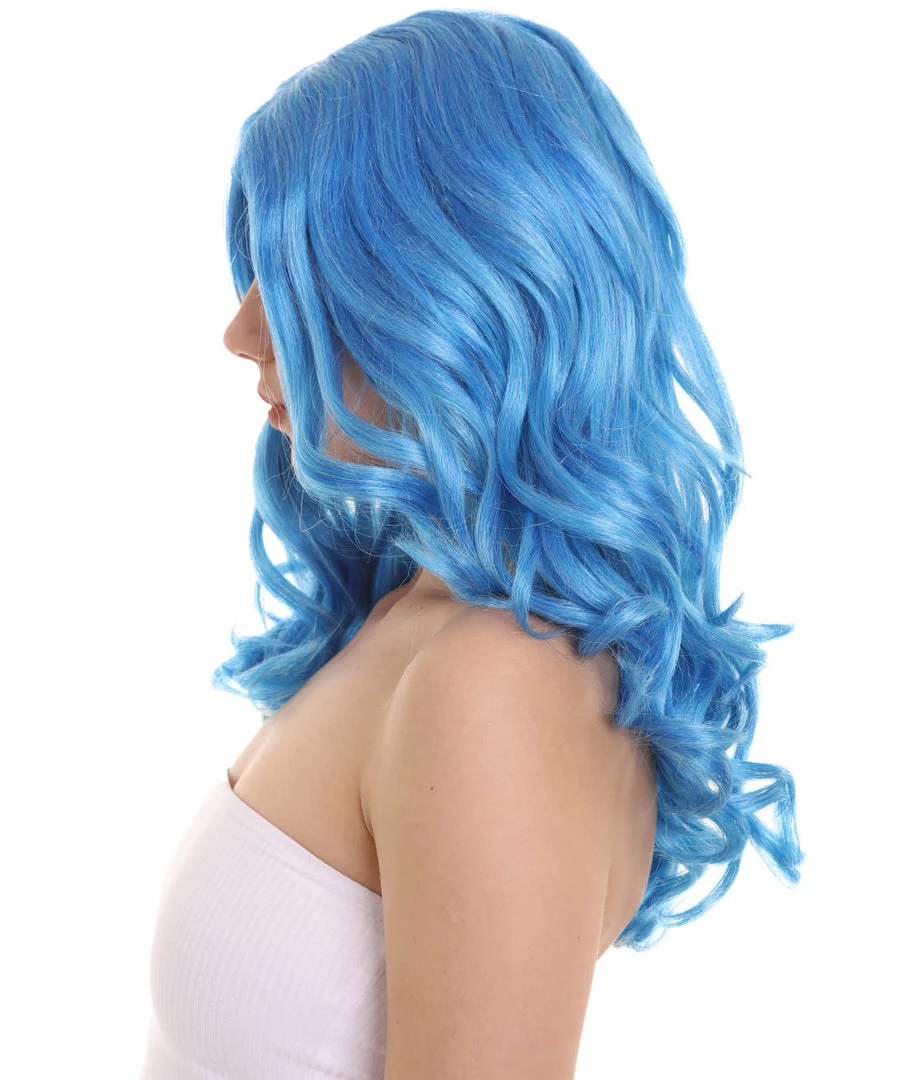 HPO Womens Singer Curly Wig | Blue Celebrity Wigs | Premium Breathable Capless Cap 4 HPO Womens Singer Curly Wig | Blue Celebrity Wigs | Premium Breathable Capless Cap