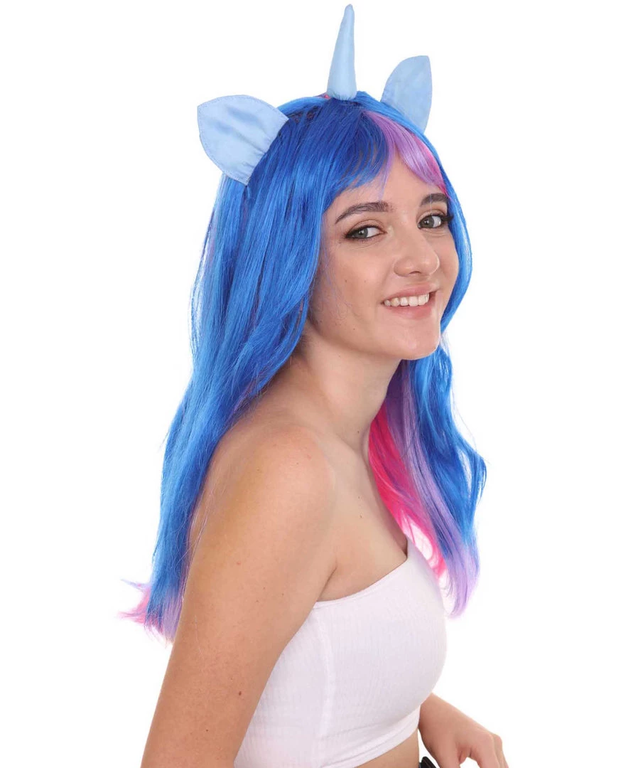 HPO Unicorn Horn And Ears Womens Wig | Sexy Cosplay Party Halloween Wig | Premium Breathable Capless Cap 5 HPO Unicorn Horn And Ears Womens Wig | Sexy Cosplay Party Halloween Wig | Premium Breathable Capless Cap
