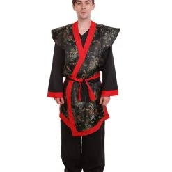HPO Adult Men's Deluxe Samurai Embroidery Japanese Asian Robe Costume | Multicolor Cosplay Costume