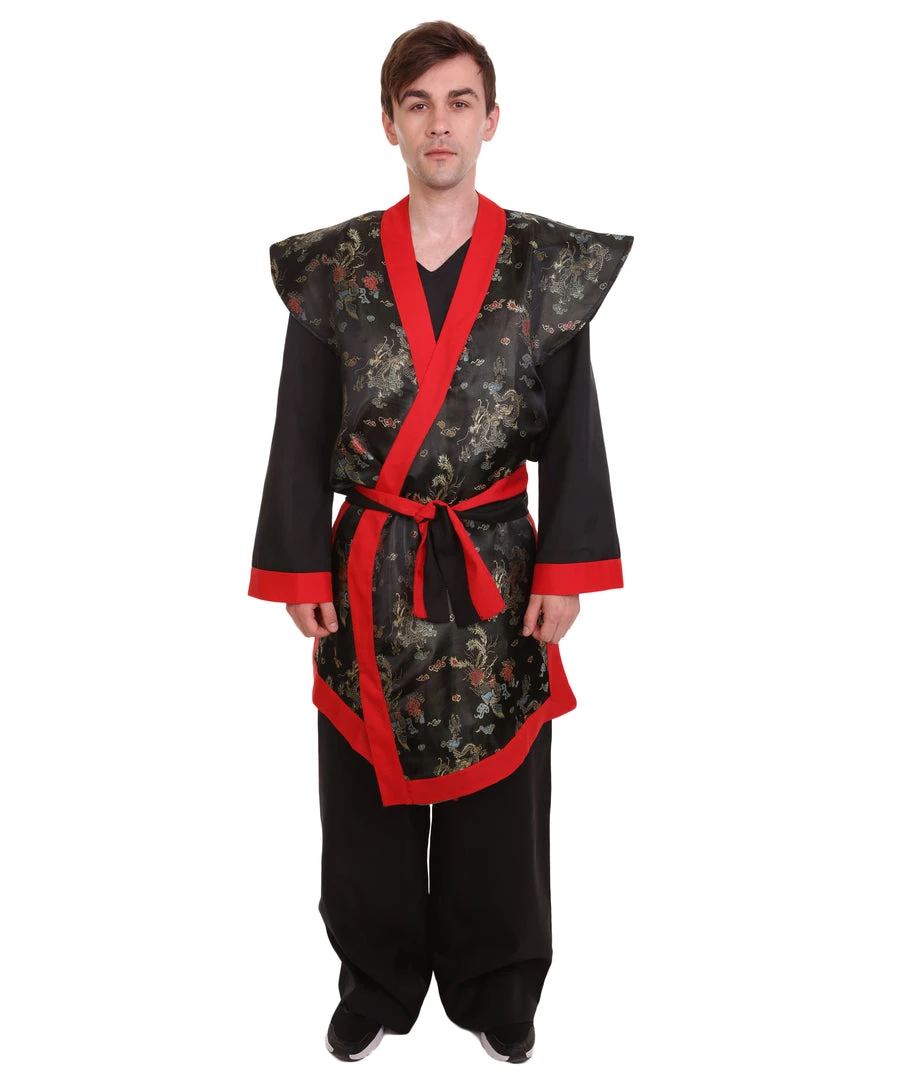 HPO Adult Men's Deluxe Samurai Embroidery Japanese Asian Robe Costume | Multicolor Cosplay Costume 1 HPO Adult Men's Deluxe Samurai Embroidery Japanese Asian Robe Costume | Multicolor Cosplay Costume