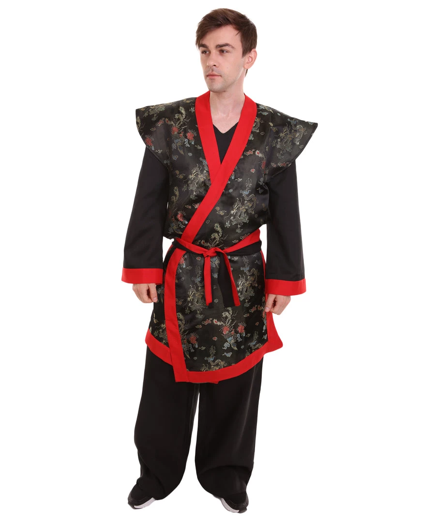 HPO Adult Men's Deluxe Samurai Embroidery Japanese Asian Robe Costume | Multicolor Cosplay Costume 2 HPO Adult Men's Deluxe Samurai Embroidery Japanese Asian Robe Costume | Multicolor Cosplay Costume