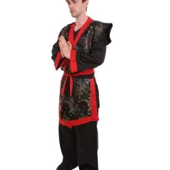 HPO Adult Men's Deluxe Samurai Embroidery Japanese Asian Robe Costume | Multicolor Cosplay Costume 9 HPO Adult Men's Deluxe Samurai Embroidery Japanese Asian Robe Costume | Multicolor Cosplay Costume