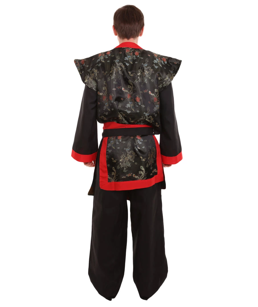 HPO Adult Men's Deluxe Samurai Embroidery Japanese Asian Robe Costume | Multicolor Cosplay Costume 4 HPO Adult Men's Deluxe Samurai Embroidery Japanese Asian Robe Costume | Multicolor Cosplay Costume