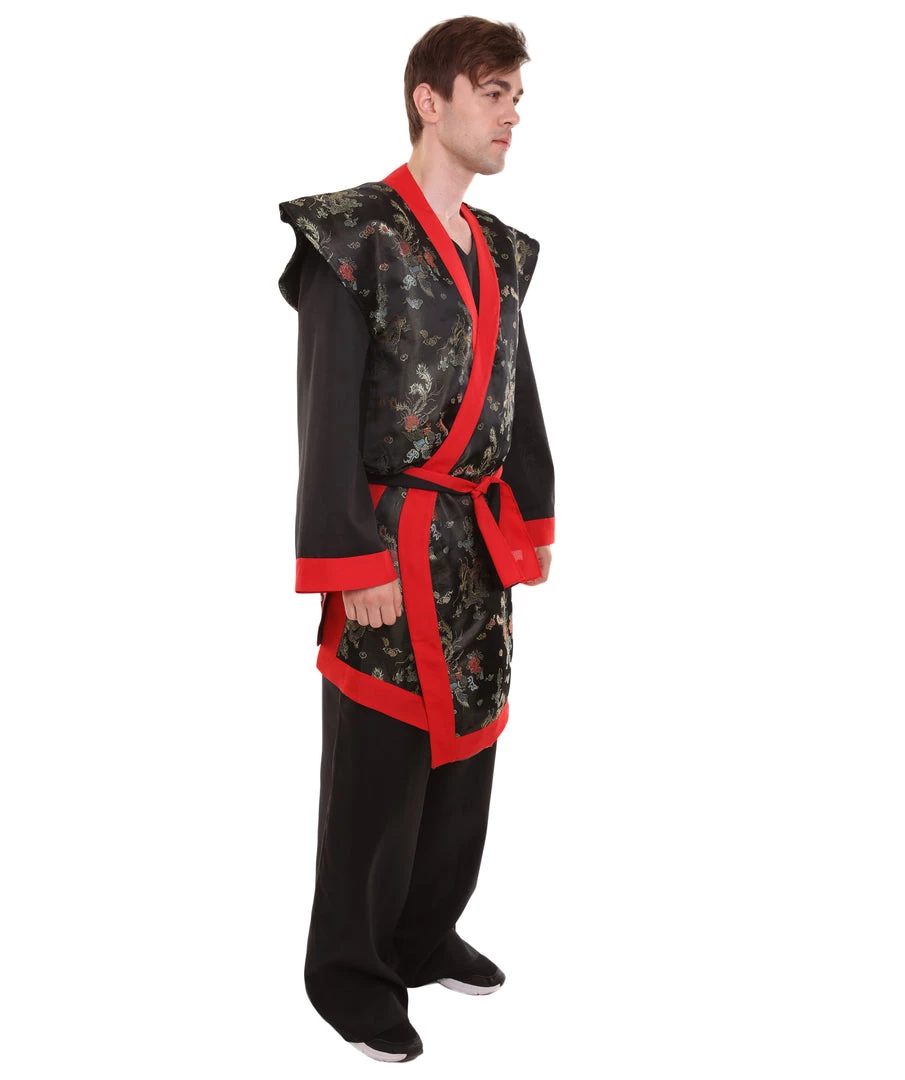 HPO Adult Men's Deluxe Samurai Embroidery Japanese Asian Robe Costume | Multicolor Cosplay Costume 5 HPO Adult Men's Deluxe Samurai Embroidery Japanese Asian Robe Costume | Multicolor Cosplay Costume
