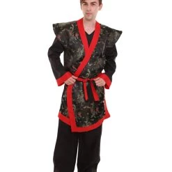 HPO Adult Men's Deluxe Samurai Embroidery Japanese Asian Robe Costume | Multicolor Cosplay Costume 12 HPO Adult Men's Deluxe Samurai Embroidery Japanese Asian Robe Costume | Multicolor Cosplay Costume