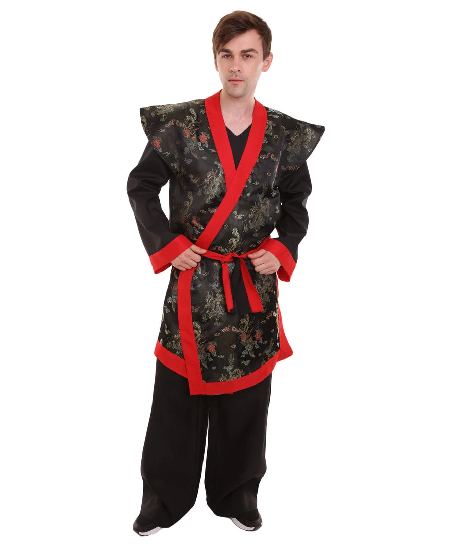 HPO Adult Men's Deluxe Samurai Embroidery Japanese Asian Robe Costume | Multicolor Cosplay Costume 6 HPO Adult Men's Deluxe Samurai Embroidery Japanese Asian Robe Costume | Multicolor Cosplay Costume