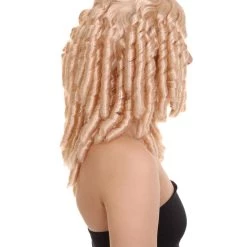 HPO Film Star Long Spiral Curls Womens Wig | Blonde Fancy Character Cosplay Halloween Wig | Premium Breathable Capless Cap