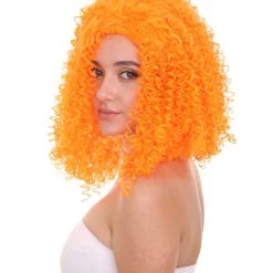 HPO Womens Animation Orange Curly Wig | Orange TV/Movie Wigs | Premium Breathable Capless Cap Women's